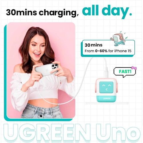 Cargador Rápido Ugreen Nexode 30w Usb-c Rosa & Azul - Imagen 3
