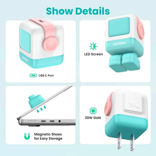 Cargador Rápido Ugreen Nexode 30w Usb-c Rosa & Azul - Imagen 2